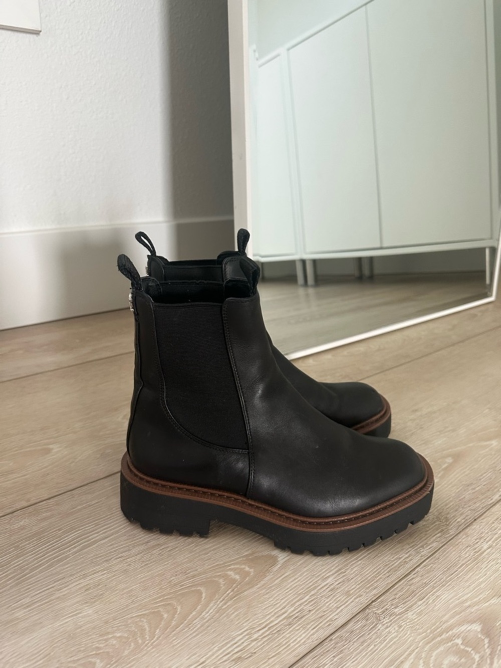 Sam Edelman Black Leather Laguna Chelsea Platform Boot
